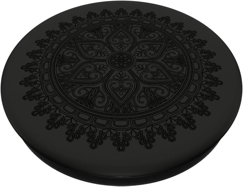 Moroccan Mandala Black Arabic Geometric Pattern Zen Gift - PopSockets Standard PopGrip