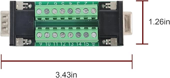 2PCS VGA 3Row 15Pin Male to Female Breakout Board, RS232 D-SUB Serial to 15pin Serial Solderless Port Terminal Gender Changer Connector