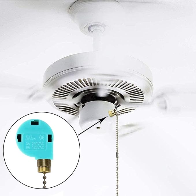 Ceiling Fan Switch ZE-268S6 3 Speed 4 Wire Bronze Zing Ear For Ceiling Light Fans Lamps and Wall Lights Pull Chain Switch Replacement On-Off with Pull Chain,1 Pack