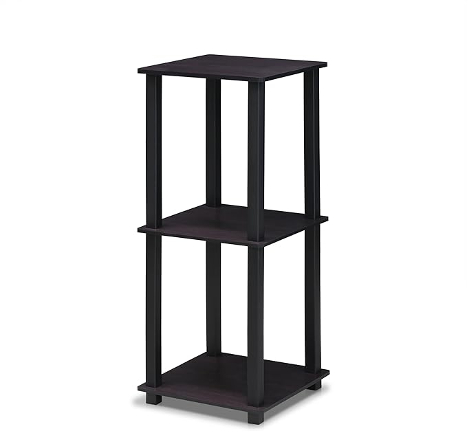 Furinno SIMPLISTIC Side Table Set of 2, 2-Tier End Table, Nightstand, Night Stand, Bedside Table, Easy Assembly, for Living Room, Bedroom, Dark Walnut