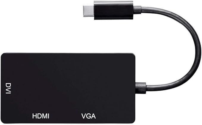 Monoprice USB Type-C to 4K HDMI, Single Link DVI, and VGA Passive Adapter,6in Cable Length, Black - Consul Series