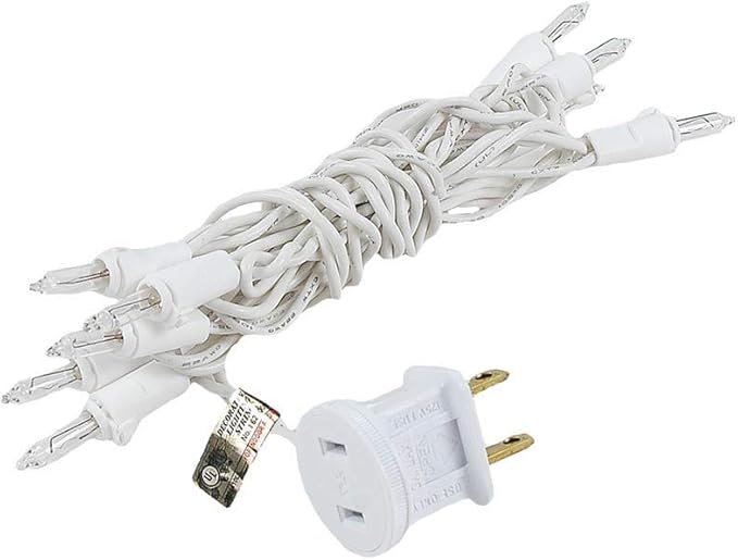 Novelty Lights 5.5 Feet 10 Bulb Clear Mini Light String on White Wire, Non-Connectable Incandescent Fairy Lights for Bottles and Crafts, 4" Bulb Spacing, 24" Lead, Stackable Fused Plug