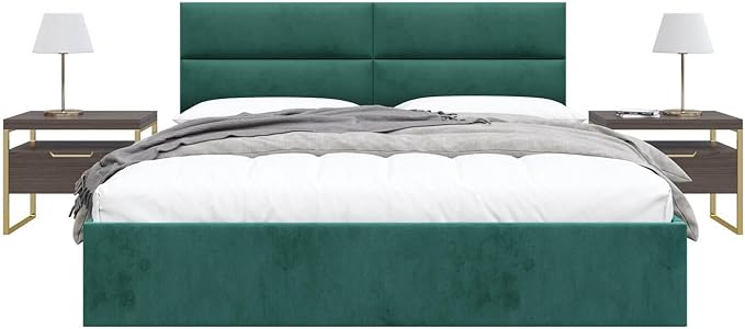 Vänt Upholstered Wall Panels - King/Cal King Size Wall Mounted Velvet Headboards - Velvet Emerald Green - Twin/King - Set of 4 Panels (Each Individual Panel 39"x11.5")