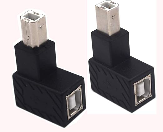 90 Degree USB B Printer Adapter, 2 Pack Left & Right USB Type B Male to Female Printing and Data Transferring Extension Adapter Connector for Printer Scanner HDD (Left & Right)