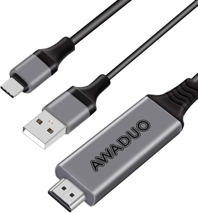 USB C to HDMI Adapter with Charging Cable, Type c to HDMI Adapter 4K 30Hz Compatible with MacBook 2018 iPad Pro,iMac,ChromeBook Pixel,Galaxy S9 Note9 S10 Surface Book Pro- 6.6FT (6.6FT, Black)