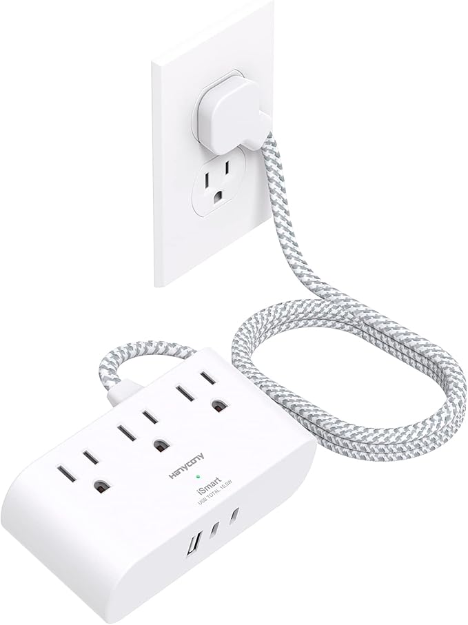 Flat Plug Power Strip 6 Ft, HANYCONY Ultra Thin Flat Extension Cord, 3 Outlets 3 USB Ports(2 USB C) Multi Plug Outlet Extender with No Surge Protector for Cruise Ship, Travel, Dorm Room Essentials
