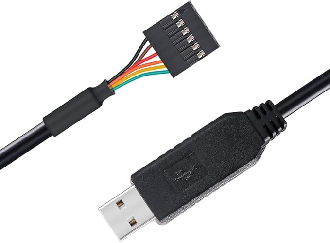 DTECH USB to TTL Serial 5V Adapter Cable with FTDI FT232RL Chip 6 Pin 0.1 inch Pitch Female Socket Header UART IC Windows 11 10 8 7 Linux MAC OS (6ft, Black)