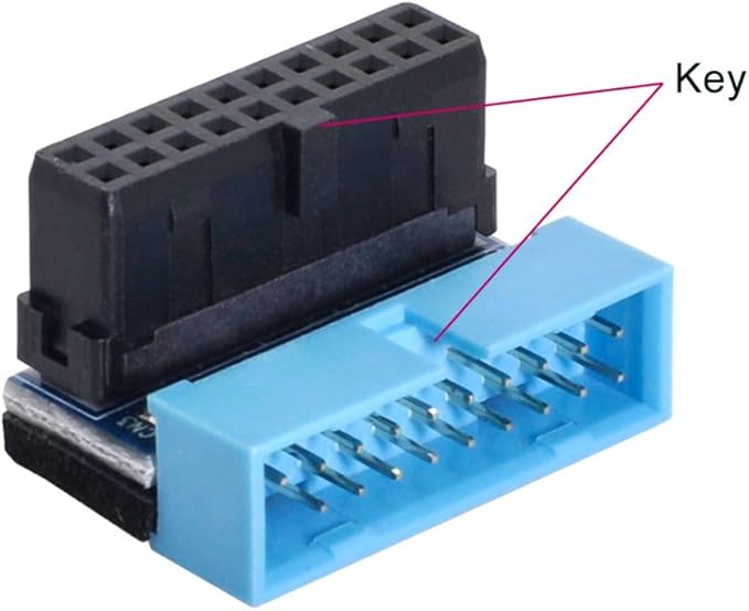 chenyang USB 3.0 Front Panel Header 19/20Pin Male to Female 90 Degree Down Angled Mainboard Header Gender Changer Connector Adapter