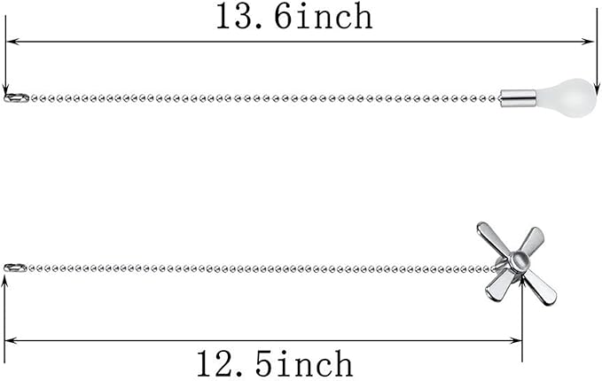 Ceiling Fan Pull Chain, 2pcs 3mm Diameter Beaded Ball Fan Pull Chain , 13.6 Inches Fan Pulls Set with Connector（Nickel ）