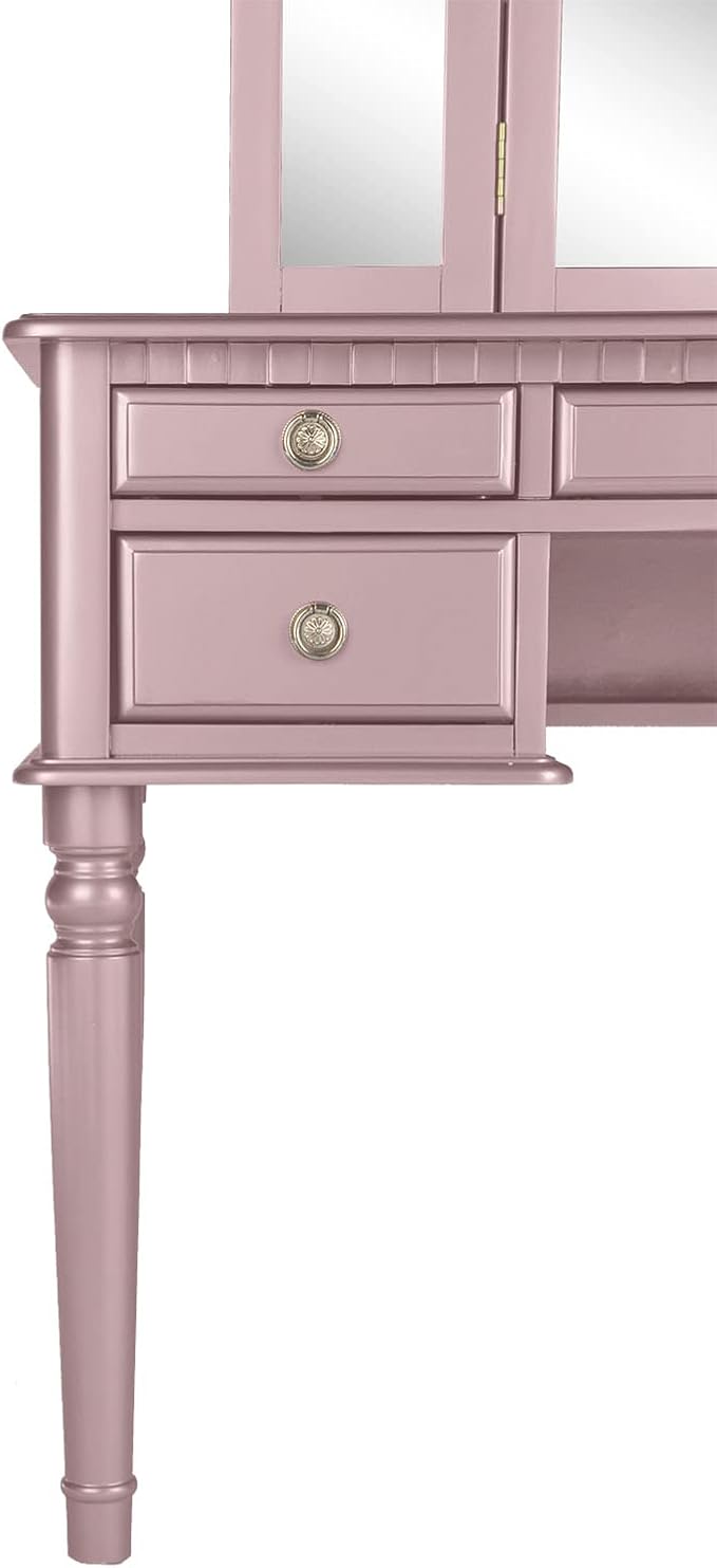 BOBKONA PDEX- Croix Collection Vanity Set With Stool, Rose Gold
