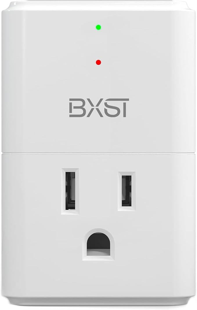 BXST 918J Single Outlet Surge Protector for Home Appliance Small Multi Function Plug with Surge Protection Wall Mount Power Suppressor for Refrigerator, TV, PC, Xbox, PS5, 120V, 1800W, 1 Pack