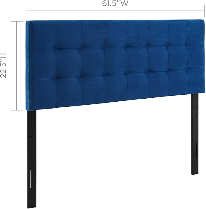 Modway Lily Queen Biscuit Tufted Performance Velvet Headboard, Navy