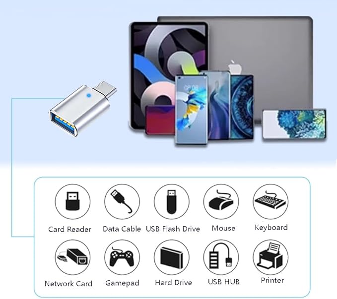 USB C Male to USB 3.0 Female Adapter, USB-C to USB-A [2-Pack] Adapter for Charging, 5Gbps Data Transfer and OTG - Silver
