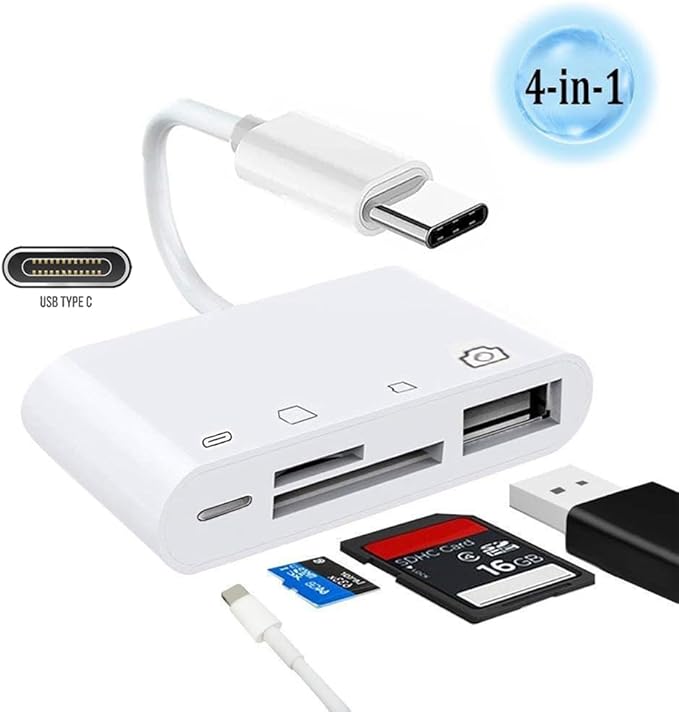NFHK USB 2.0 Type C USB-C to TF Micro SD SDXC USB Female Card Reader PD 27W Adapter for Laptop Tablet Phone