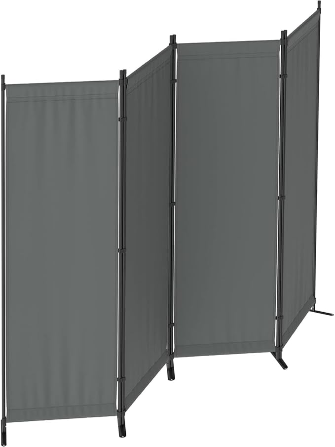 Morngardo Room Divider, Folding Privacy Screens, 4 Panel Room Partitions, 88" Foldable Wall Dividers, Portable Separating for Home Office Bedroom Dorm Decor (Grey)