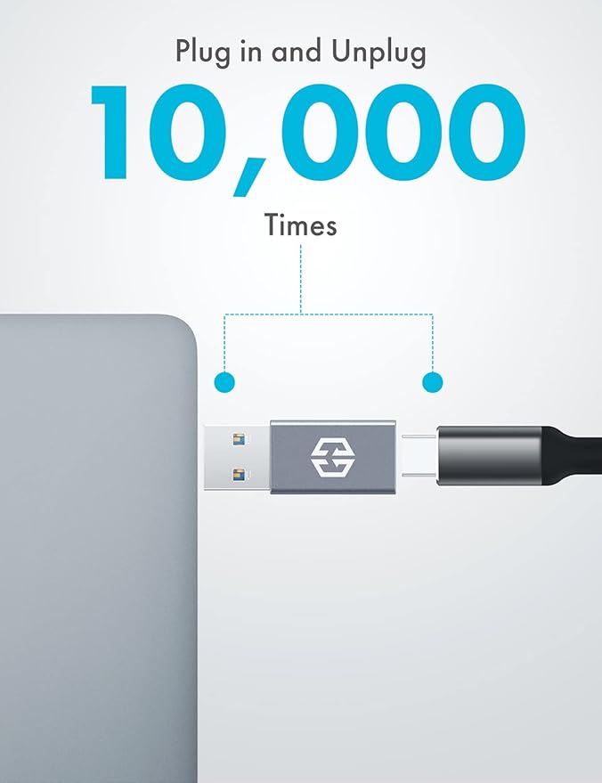 GRAUGEAR USB-C Adapter, 10Gbps Double Sided Data Transfer, 3A Fast Charging, USB C Female to USB A Male Adapter 3.2, Compatible with PC, Laptop, MacBook, iPhone, iPad, Apple Watch, Carplay