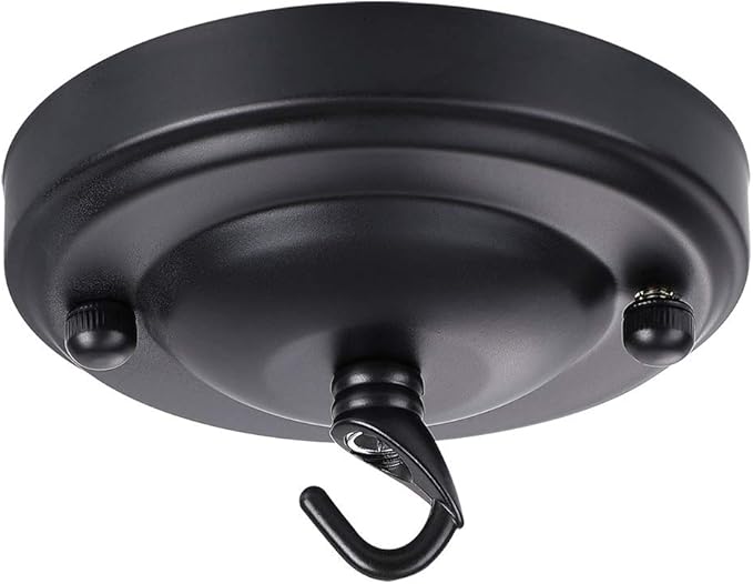 Upgraded Version 4.1Inch Light Canopy Kit Black, Chandelier Hook with Mounting Hardware, Iron Ceiling Canopy Kit for Pendant Light, Ceiling Hooks Cover Plate, Easy to Install, Varied Sizes