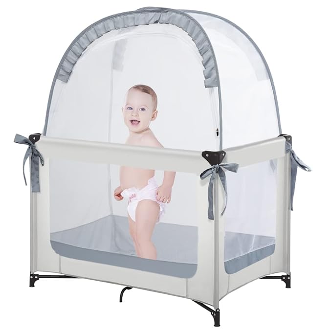 Pack N Play Tent, Baby Pop Up Crib Tent to Keep Baby in, Crib Net for Pack and Plays, Mini Cribs & Play Yards (39.6" L x 27.6" W x 49.2" H)