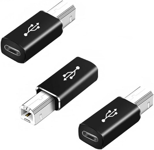USB C to B Adapter,【3-Pack】 Tpenod Female USB C to MIDI Converter，Compatible with MIDI，Printers，Chromebook Pixel，Electric Piano,Synthesizers and Devices /laptops with Type-c Port., black