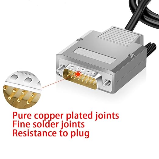 DB15 Solderless Breakout Connector with 5Ft 24AWG Replacement Cable, Metal Shell RS232 D-SUB Serial to 15-Pin Port Terminal Male Adapter Connector Breakout Board
