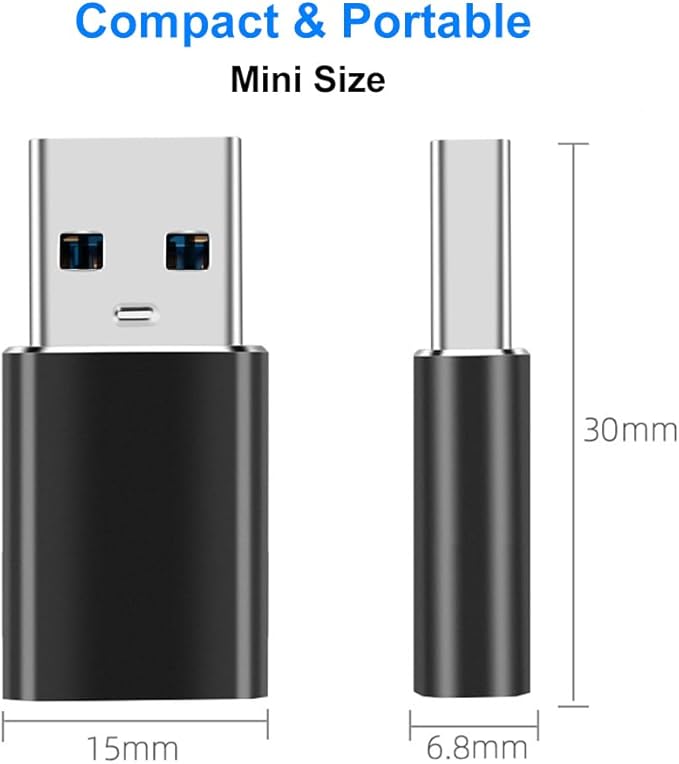 USB to USB C Adapter, USB C Female to USB 3.1 Male Adapter 10Gbps Compatible with iPhone 17 16 15 14 13 12, Samsung Galaxy S25 S24 S23 S22 S21, MacBook, PC, Laptop (Black)