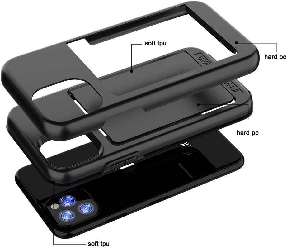 iPhone 12 Mini Case with Card Holder, Protective Wallet Case - Black, Credit Card Slot