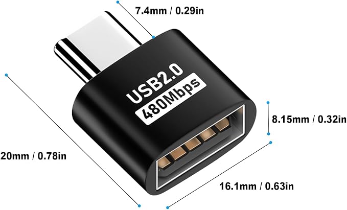 Duttek USB C to USB Adapter - 10 Pack, USB Type C Male to USB A Female Extension, Supports 480Mbps Data Transfer & OTG Function for Phone, Laptop (Black)