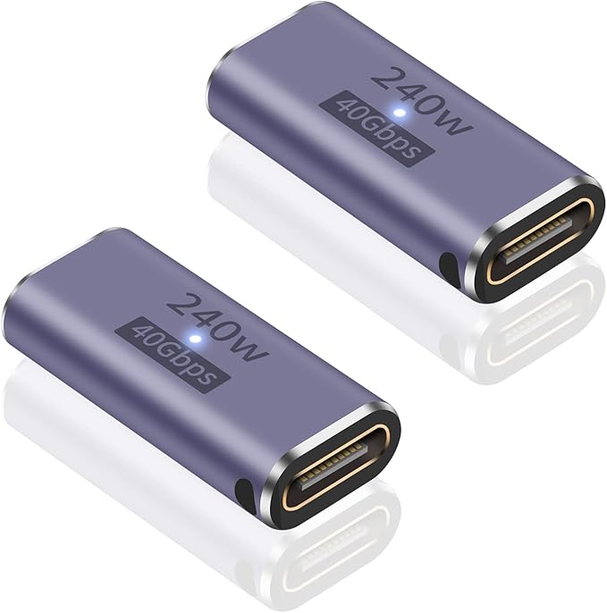 Poyiccot USB C Female to Female Adapter, USB C Coupler 240W Power Delivery, 40Gbps Type C Extender Adapter with 8K@60Hz Video Compatible for iPad, MacBook,Thunderbolt 4/3, (2Pack)