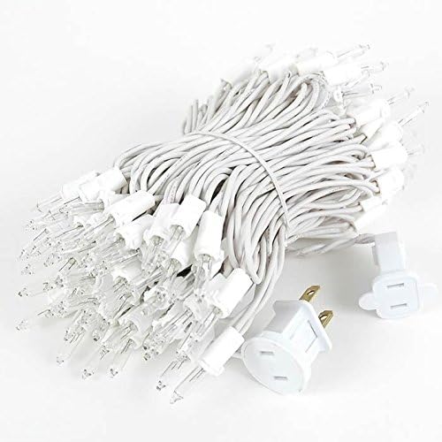Holiday Pride White Christmas Tree Lights - 100 Count Clear White Lights String on White Wire - 24 Ft - Indoor/Outdoor Use - UL Listed - Static & Flashing Modes - Connectable (Pack of 2)
