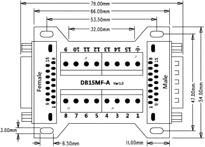2PCS DB15 Male Female Connector in One Breakout Board, RS232 D-SUB Serial to 15-pin Port Adapter Module