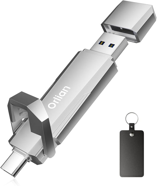 512G External Portable SSD USB Solid State Drive, Up to 1000MB/s USB 3.2 Gen 2 Solid State, Type C + A Dual Drive for Phone/Android Laptops/Windows/Mac, Silver
