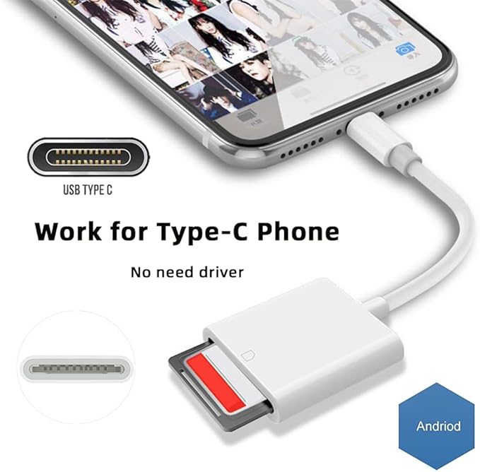 NFHK USB 2.0 Type C USB-C to Standard SD SDXC SDHC Card Reader Adapter Compatible with MacBook Laptop Tablet Phone