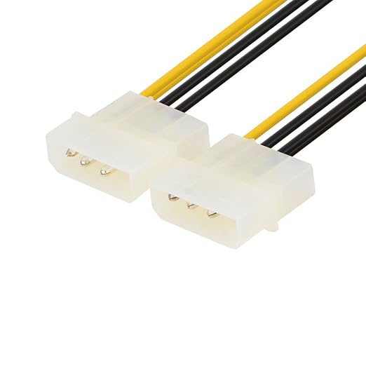J&D 8 Pin PCIe to 2 x 4 Pin LP4 Molex Power Cable Adapter (2 Pack), 6 inch / 15 cm, Black