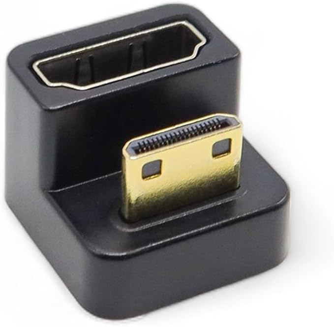 Kado 180 Degree Mini HDMI to HDMI 4K 60Hz Adapter U Shaped Mini HDMI Male to HDMI Female Extender Converter for Portable Monitor, Laptop, Tablet, Camera and Projector (Short Side Inward Down Angle)