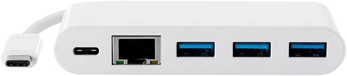Monoprice USB-C Multiport Adapter - RJ45, USB-A and USB-C Ports, Mirror Display, Up To 1080p @ 60hz, White - Select Series