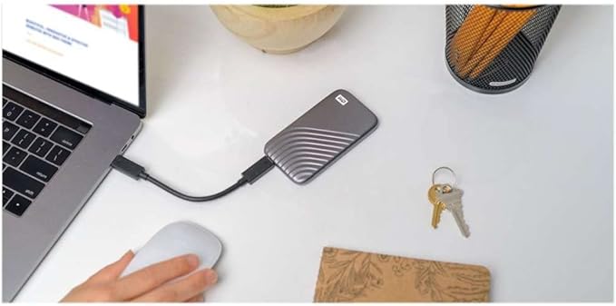 Western Digital 500GB My Passport SSD Portable External Solid State Drive, Gray, Sturdy and Blazing Fast, Password Protection with Hardware Encryption - WDBAGF5000AGY-WESN