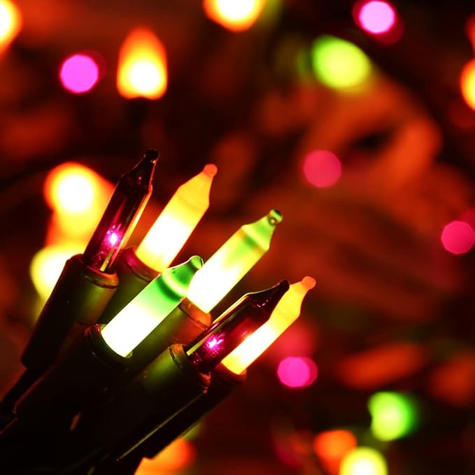 Brizled Halloween String Lights, 21.3ft 100ct Incandescent Purple & Green & Orange Halloween Lights Connectable, UL Certified Halloween Lights Black Wire Mini Light Set for Halloween Holiday Christmas