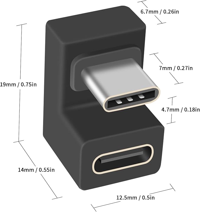 Poyiccot USB C U Shape Adapter, 3-Pack USB C 180 Degree Adapter, 10Gbps USBC to USBC Extension Adapter with (Type-C 3.1 Gen 2) Data Fast Charging Connector for Mobile Phone, Laptop,Galaxy
