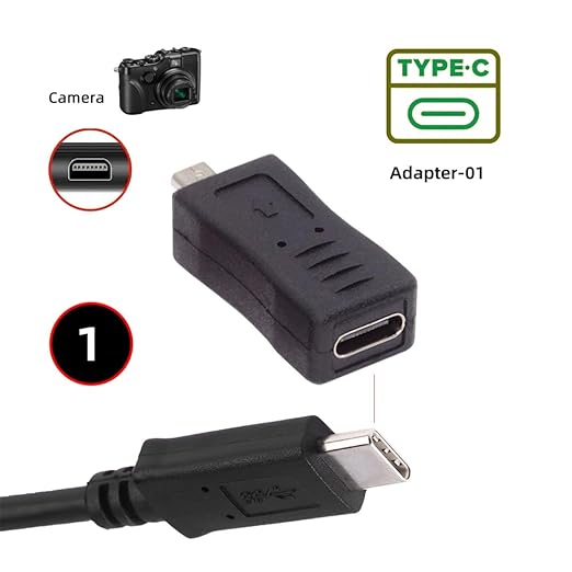 NFHK 3pcs/Set USB-C Type-C Micro Mini USB Female to Camera Mini 8P Data Power Adapter for Coolpix UC-E6 UC-E16 UC-E17 DSC-W DMC-S EX-Z