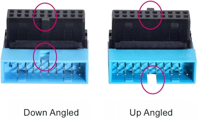 chenyang 2 Pack USB 3.0 Front Panel Header 19/20Pin Male to Female 90 Degree Angled Mainboard Header Gender Changer Connector Adapter