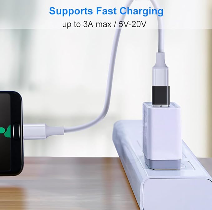 USB to USB C Adapter, USB C Female to USB 3.1 Male Adapter 10Gbps Compatible with iPhone 17 16 15 14 13 12, Samsung Galaxy S25 S24 S23 S22 S21, MacBook, PC, Laptop (Black)