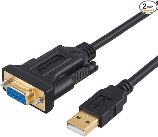 CableCreation [2-Pack] USB to RS232 Adapter with PL2303 Chip 6.6 FT, USB 2.0 to RS232 Female DB9 Serial Converter Cable for Cashier Register, Modem, Scanner, Digital Cameras, CNC, 2M Black