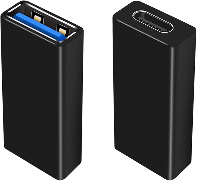 Duttek USB C Female to USB A Female Adapter 5Gbps Data Power, Type-C to Type-A Converter OTG Adapter Compatible with MacBook Pro, Laptop 2 Pack (Black)