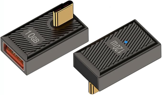 2 Pack Right Angle USB-C to A OTG Adapter,10Gbps 120W Fast Charge with LED,for Laptop,Tablet,Smartphone (90 Degree Angle USB-C to USB-A with LED Indicator)