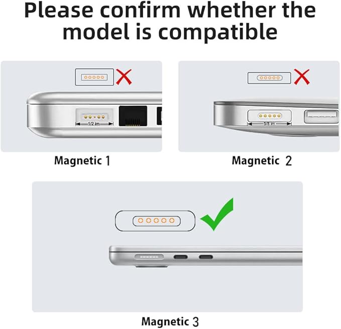 USB C to Magnetic 3 140W Charging Adapter Safe 3 Compatible with MacBook Pro 2023 (M2, 14/16 inch), MacBook Air 2022 (M2), MacBook Pro 2021 (M1, 14/16 inch) with 240W USB C Cable (1.5M)