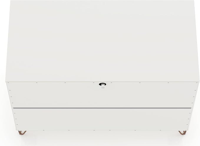 Manhattan Comfort Rockefeller 3 Drawer Dresser for Bedroom Storage, Nursery, Closet, Living Room, Entryway, TV Stand for Screens up to 32 Inches, Anti-Tip Kit Included, Set of 2, White