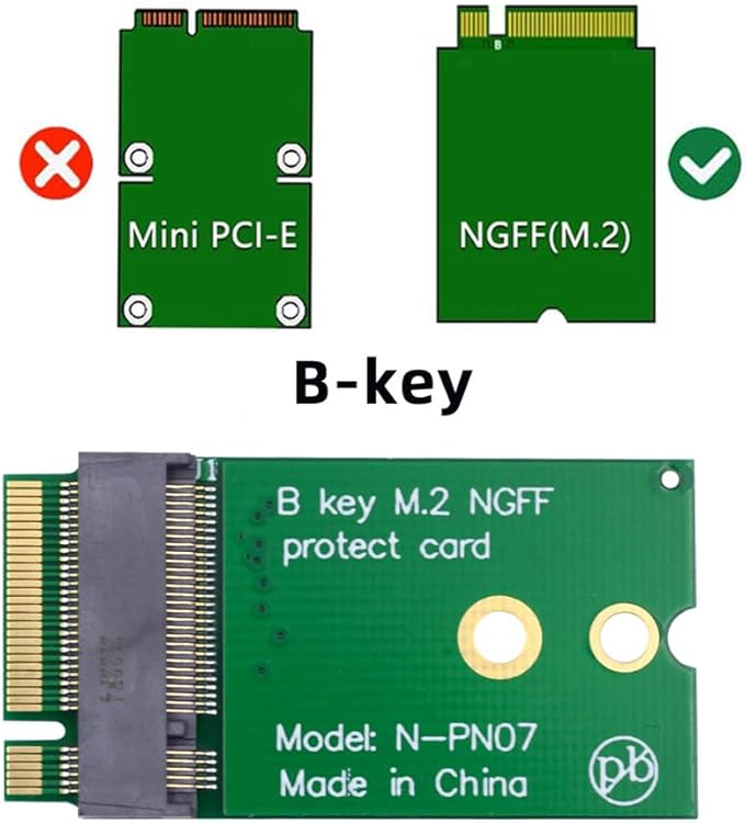 B-Key 22x30mm to 22x42mm Male to Female Extension Adapter for 2230 SSD Wireless Card