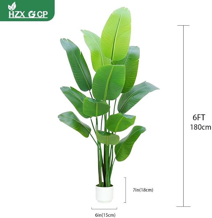 Bird of Paradise Plant Artificial 6ft,Faux Plants Indoor Tall with 12 Trunks - The Perfect Indoor Silk Floor Plant for Home Decor in Living Room, Office, and Bedroom (6FT Bird of Paradise)