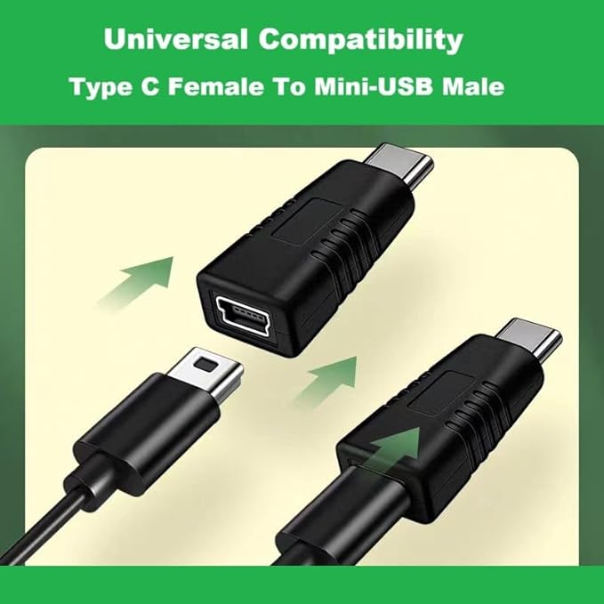 USB Type C to Mini USB Adapter Type C Male to Mini USB Female Adapter Suitable for in Car Dashcam, Camera Laptop Digital MP3/4/5 Player GPS (1 Pack)