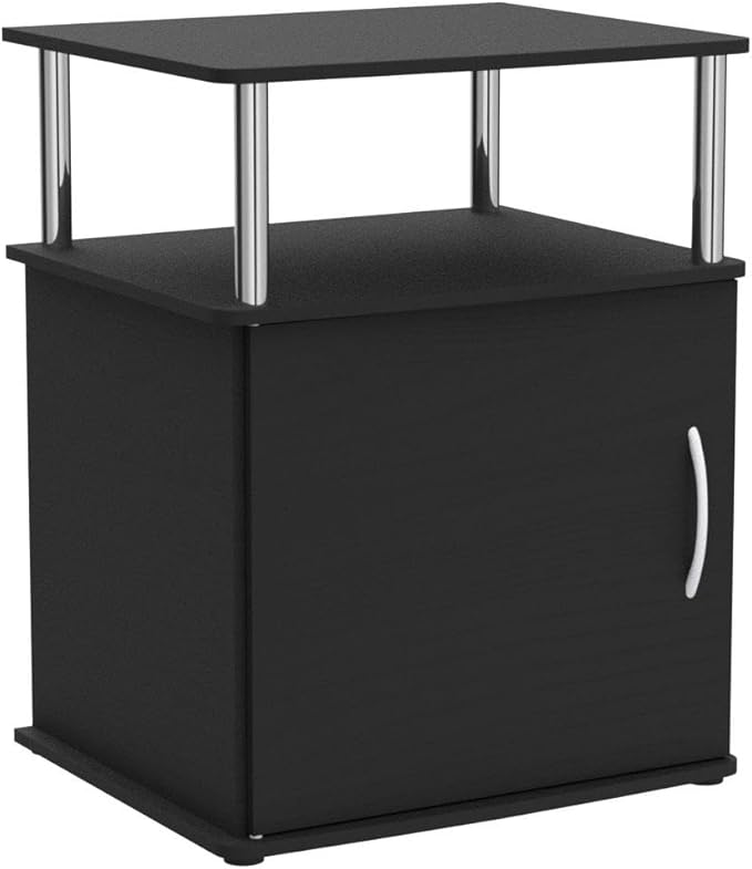 Furinno Jaya End Side Sofa Table/Nightstand with Door, 2-Pack, Americano/Chrome